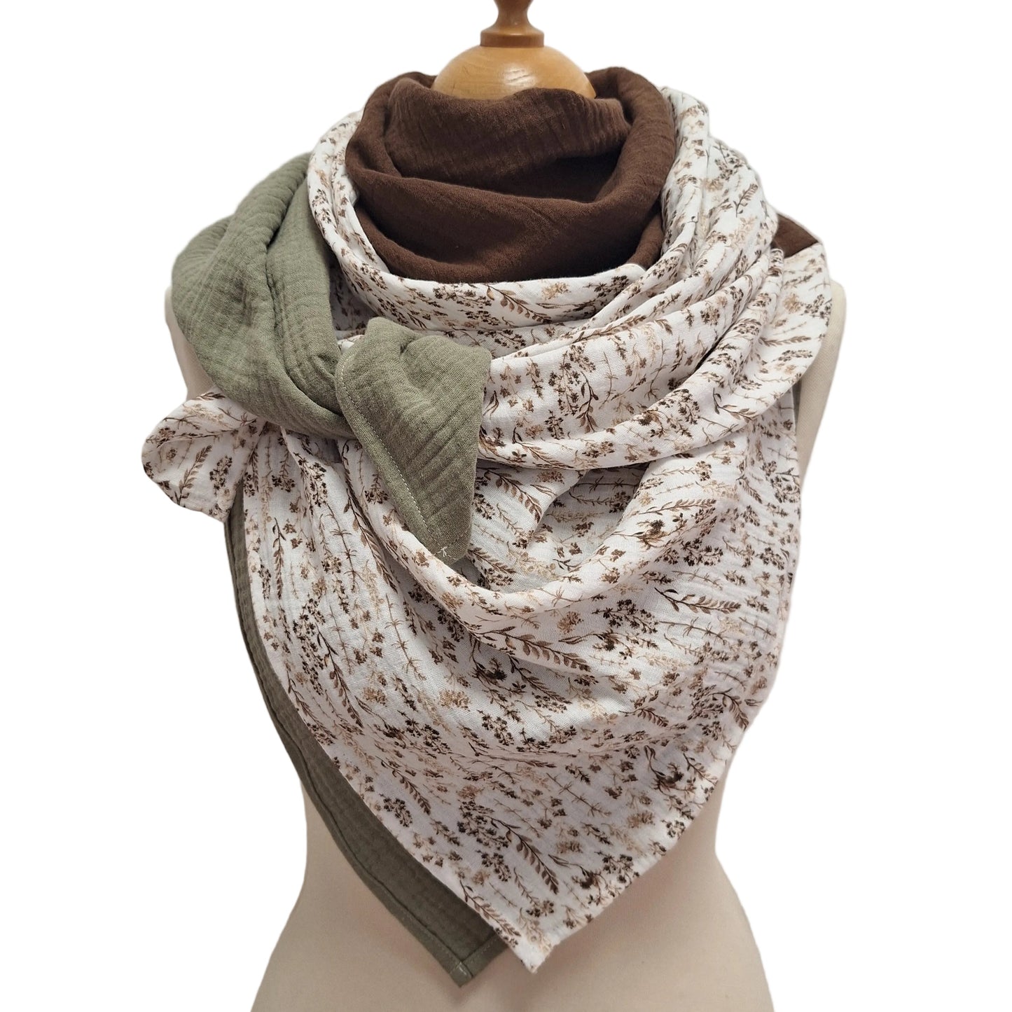 Muslin scarf, multicolored, 120x120
