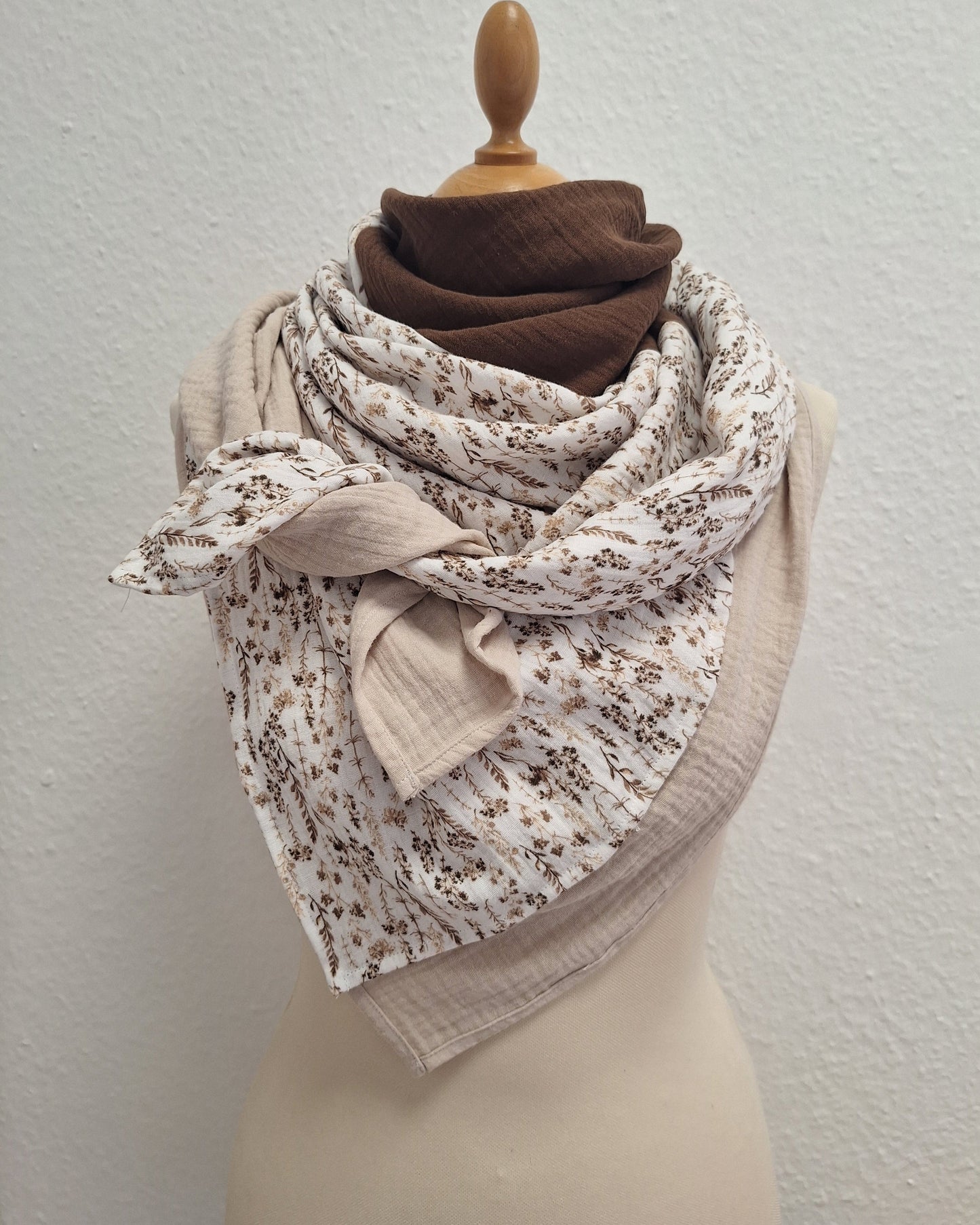 Musselin Tuch mehrfärbig 120x120