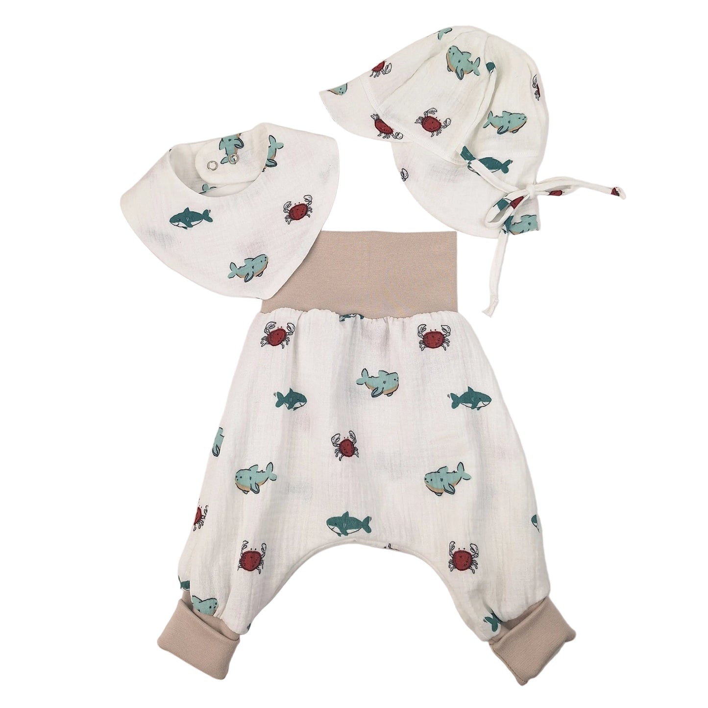 Muslin trousers with bib
